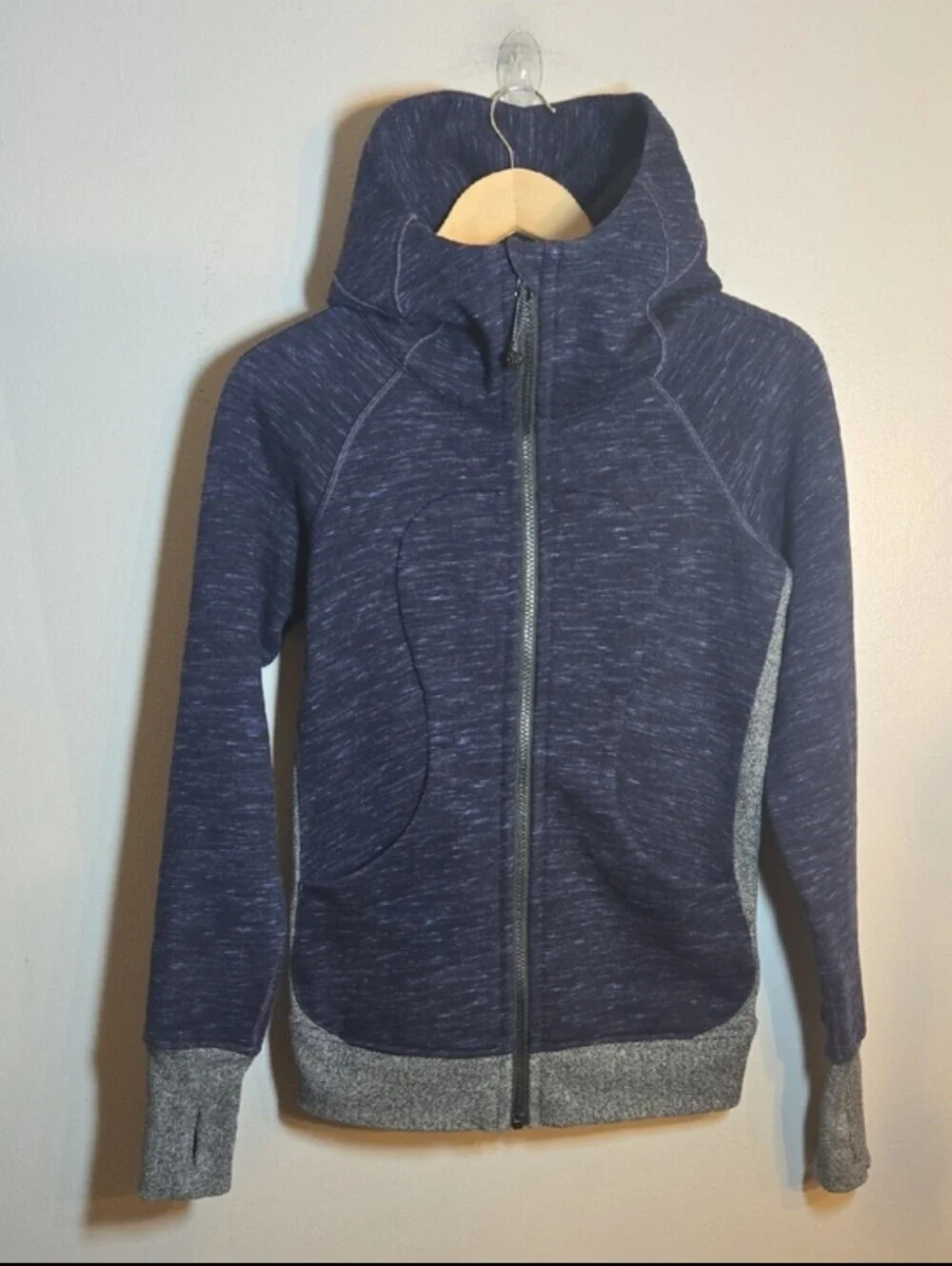 Lululemon Scuba Hoodie Womens Blue Heathered Full Zip Activewear Jacket